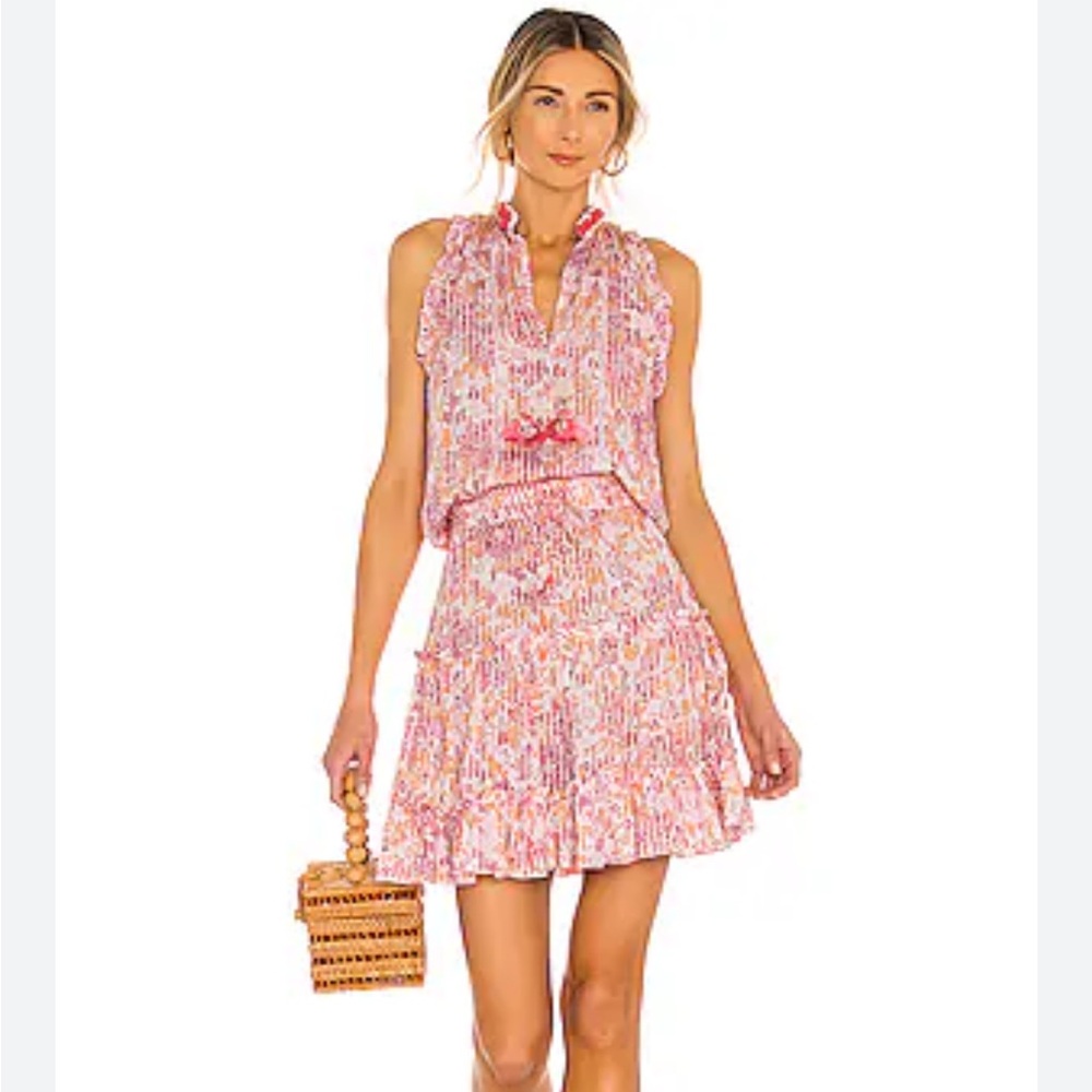 Poupette St. Barth Pink and White Mini Dress